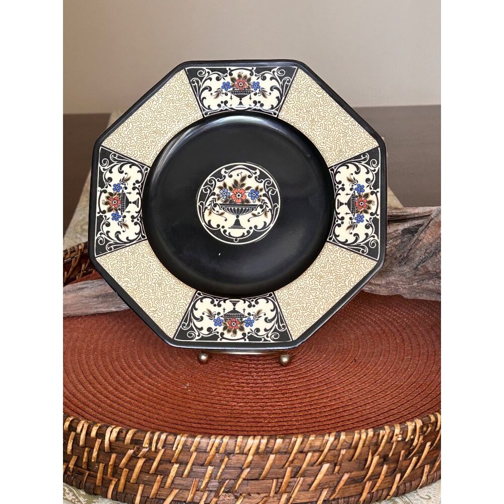 Antique Wedgewood & Co Nanette Porcelain Plate Black Ivory 8.25"